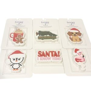 Bogg Bit Bag Charms Christmas Lot of 6 Santa Dog Penguin Hot Cocoa Flamingo NEW